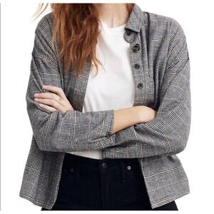 Madewell Flannel Glen Plaid Shirt Jacket Women M Oversized Button Front